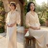 2026 Trendy French Maternity Set: Loose Shirt & Camisole Long Skirt