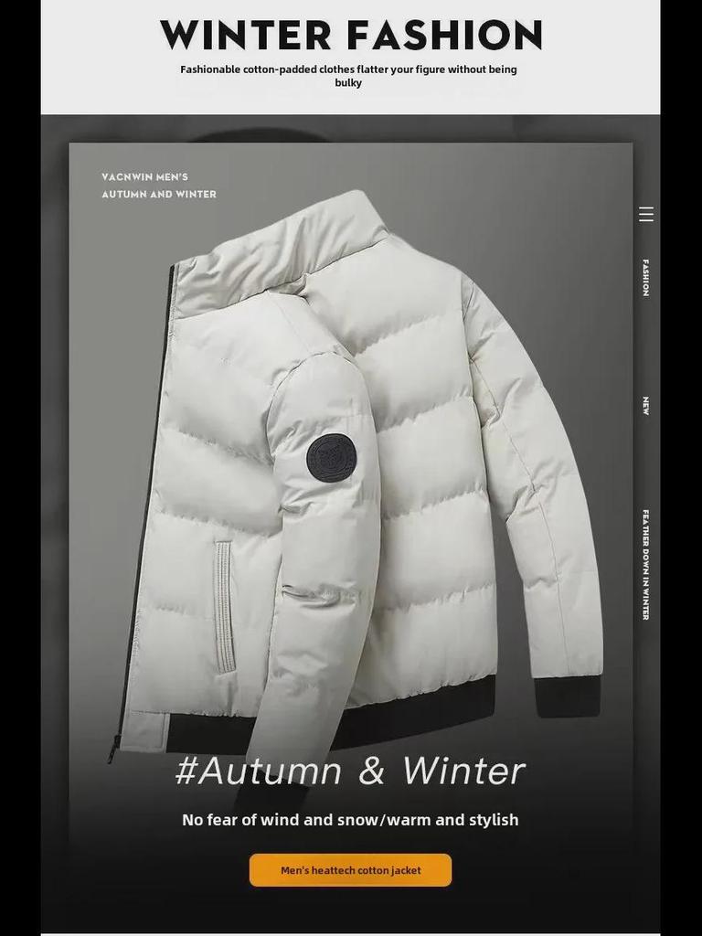 Men's 2023 Trendy Cotton-Padded Winter Jackets - Velvet Lined & Thickened for Autumn and Winter.