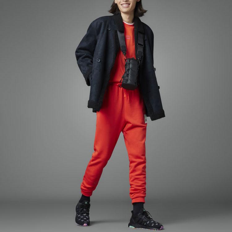 Adidas Solid Color Crew Neck Loose Short Sleeve T-Shirt Unisex Tops Bright-Red IL8294