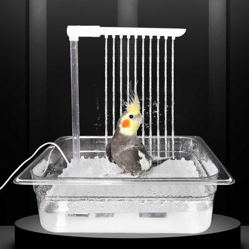 Automatic Bird Bathtub Electric Bird Bath For Parrots Parakeet Shower Fountain With Pump Indoor Circulating Water Bathtub For