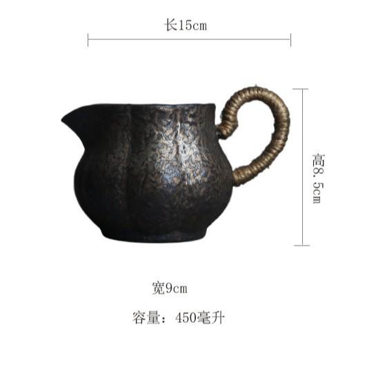 

450ml Kiln Fambe Black Gold Teapot Ancient Tea Infuser Pot Household Tea Brewing Kettle With Filter Chinese Tea Set Collection