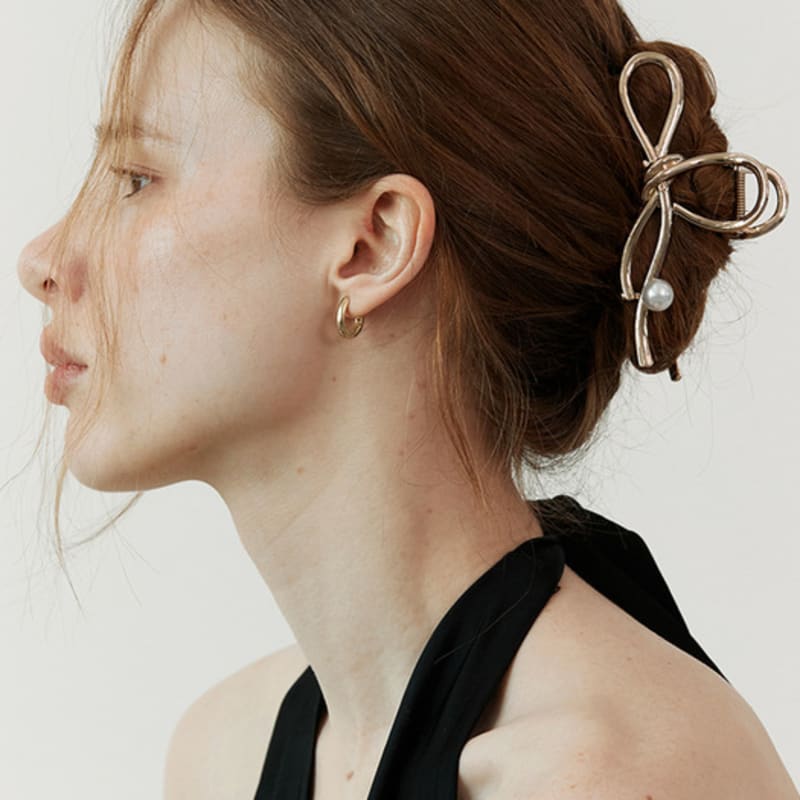 Ssecondo Pearl Ribbon Knot Hair Claw Clip_6 Colors
