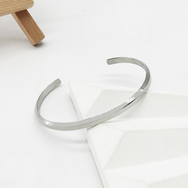 

Korean Style Titanium Steel Geometric Open C-Shape Bangle for Couples