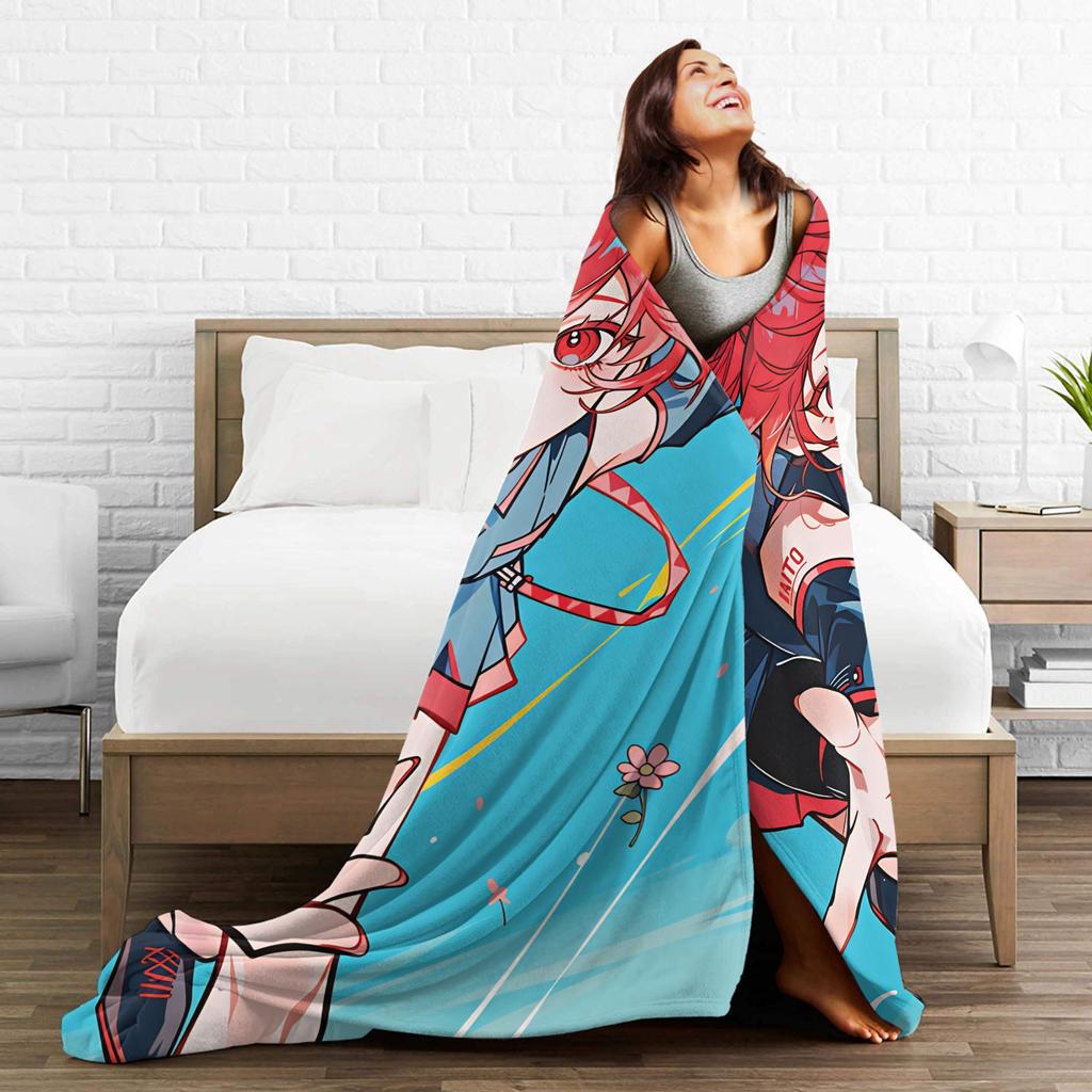 Kasane Teto Character Warm Soft Blanket Kids Plush Throw Blanket Fluffy Living Room Flannel Bedspread Sofa Bed Cover