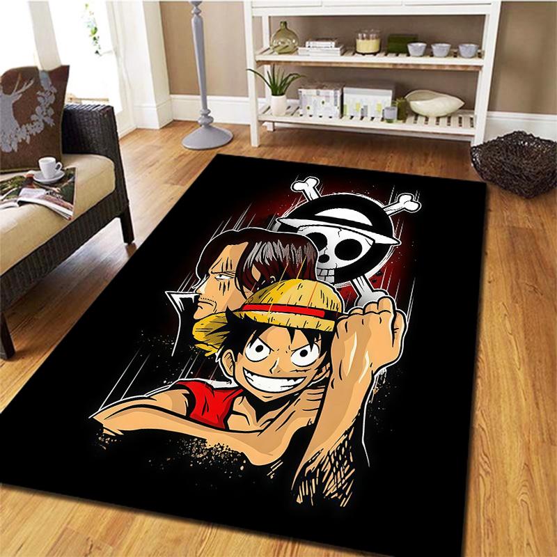 Alfombra de Monkey D Luffy para Sala de Estar, Dormitorio, Decoración de Sofá del Hogar, Alfombrilla Antideslizante para Jugar Niños