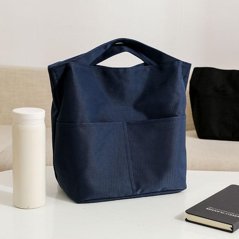 Portable Soft Thermal Lunch Bags Hidden Handle Separated Inner Bag With Bottle Pocket Waterproof Bento Box Pouch Food Storage