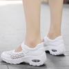 Breathable Women's Walking Shoes Hollow-out Platform Shoes Air-cushion Ladies Casual Shoes Elastic Wedges