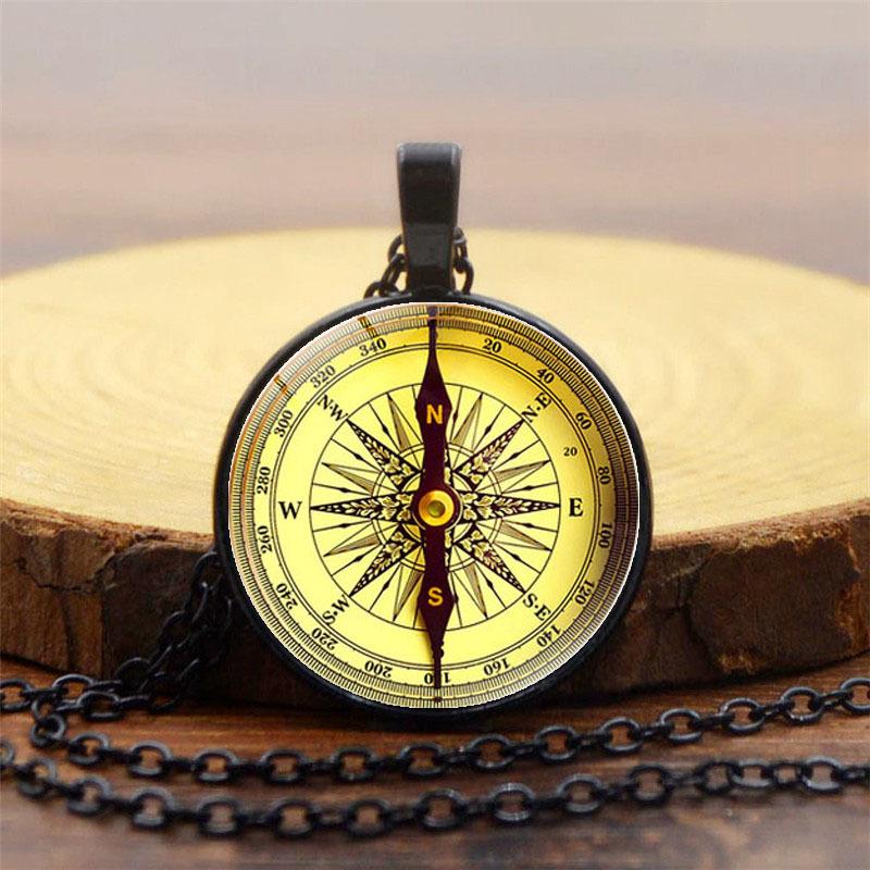 Kompassmuster Zeit Damen Vielseitiger Retro Schmuck Anhänger Halskette