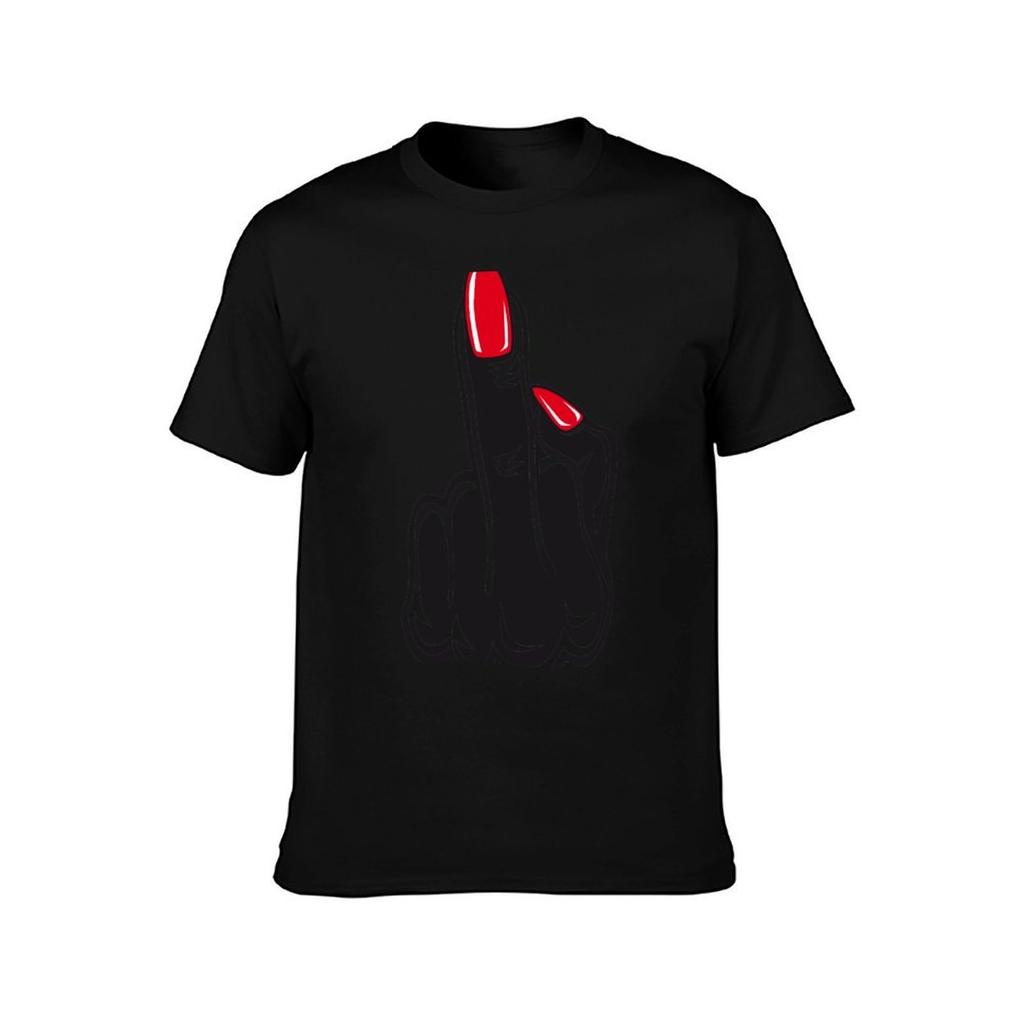 51 Middle finger Stinky fingers Red nails Me too icon TShirt Urban Style Print TShirt