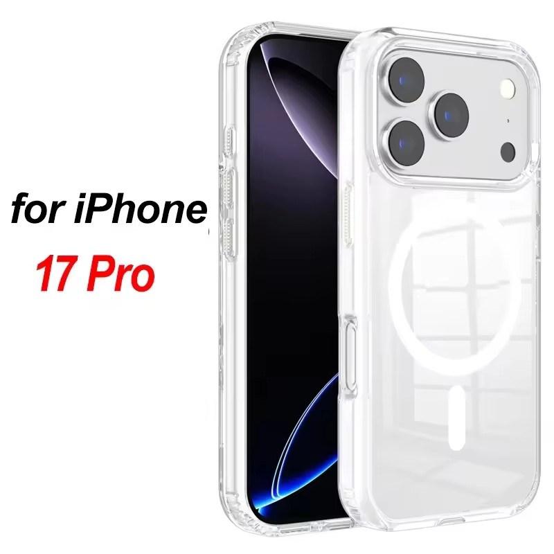 

Прозрачный магнитный чехол для iPhone 17/17Air/17Pro/17 Pro Max Кристально чистая беспроводная зарядная оболочка для Magsafe Чехлы-накладки для iPhone17 iPhone 17 Pro