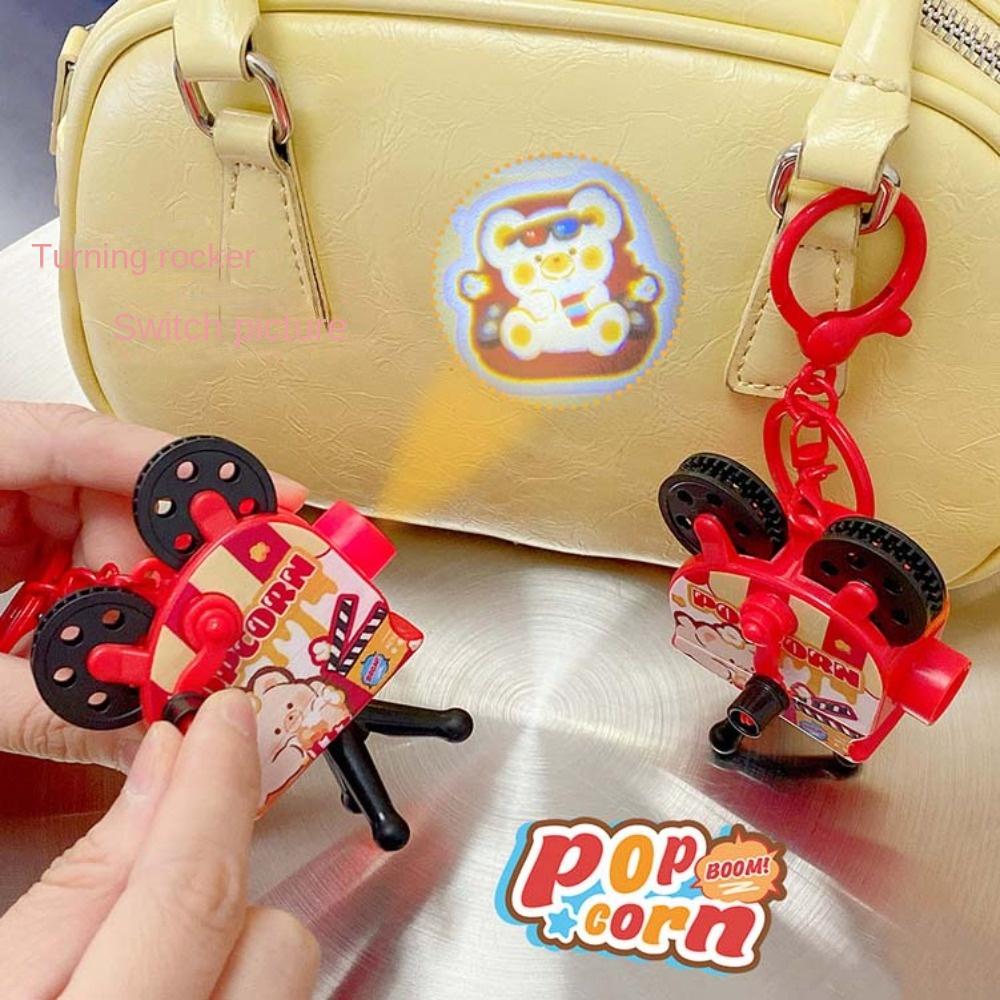 Popcorn Hand Cranked Projection Toy Keyring Projection Camera Keyring Ornament  Female