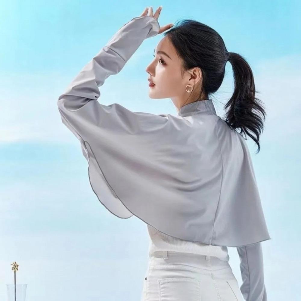Quick-Drying Long Sleeve Crop Top Ultra-thin Ice Silk Shawl Fashion Sunscreen Sleeves Girls