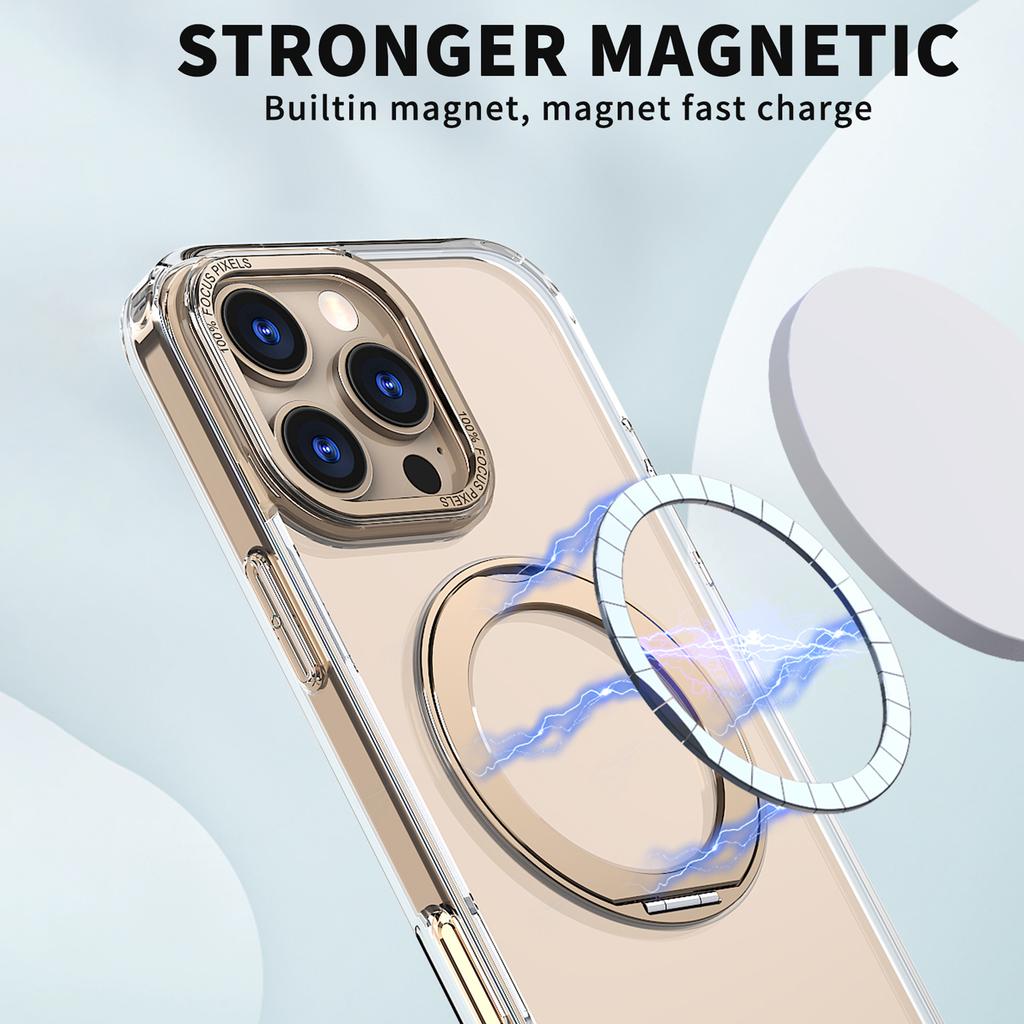 Für iPhone 16 Pro Max Hülle Kompatibel mit MagSafe TPU+Acryl Ständer Handyhülle