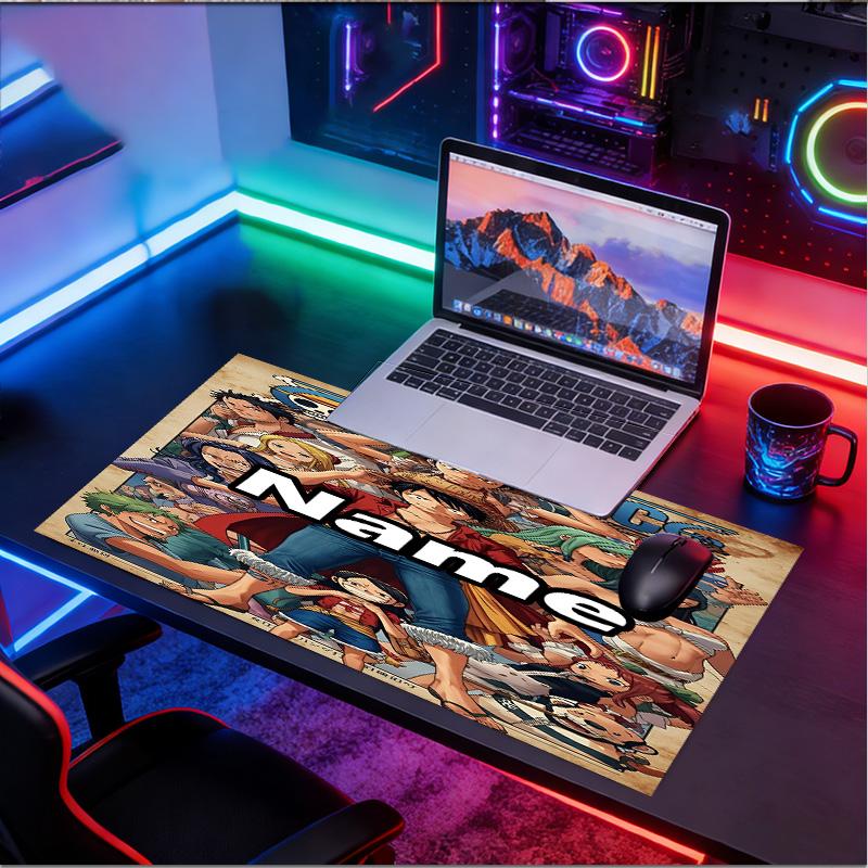 Custom Name Personalized One Piece Pattern Mousepad, Laptop PC Desk Mat, Decorative Desk Mat for Home Keyboard Pad Gift