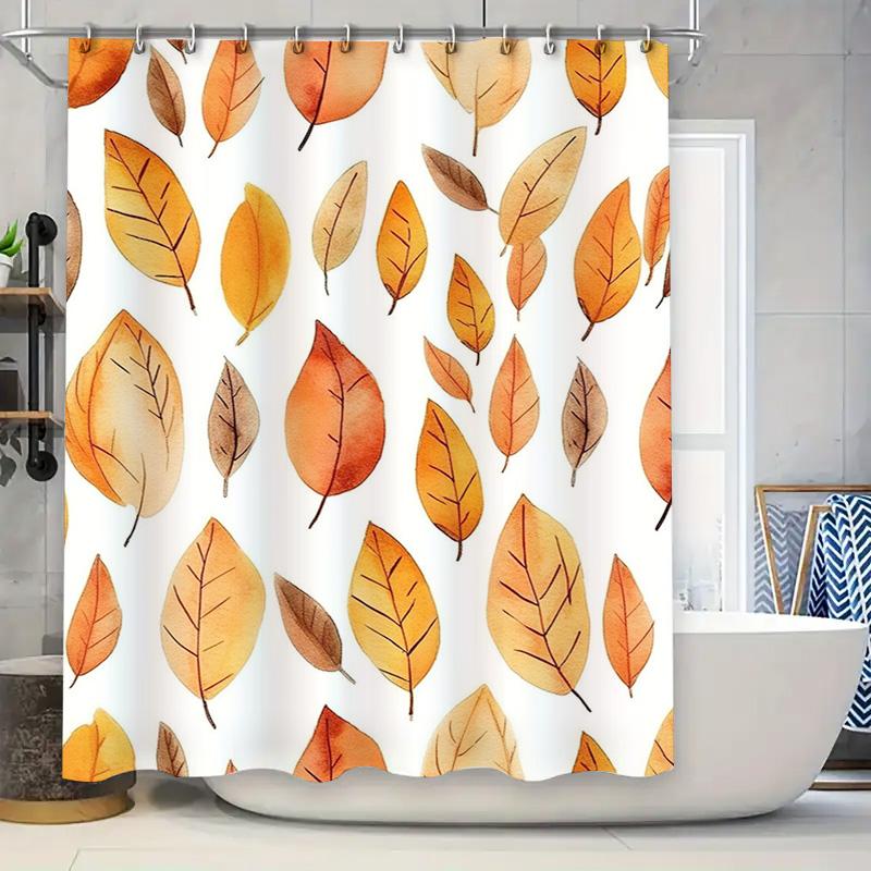 Vibrant Autumn Leaves Shower Curtain Modern Bathroom Decor for Home Living Room Warm Color Waterproof Fabric Easy Installation