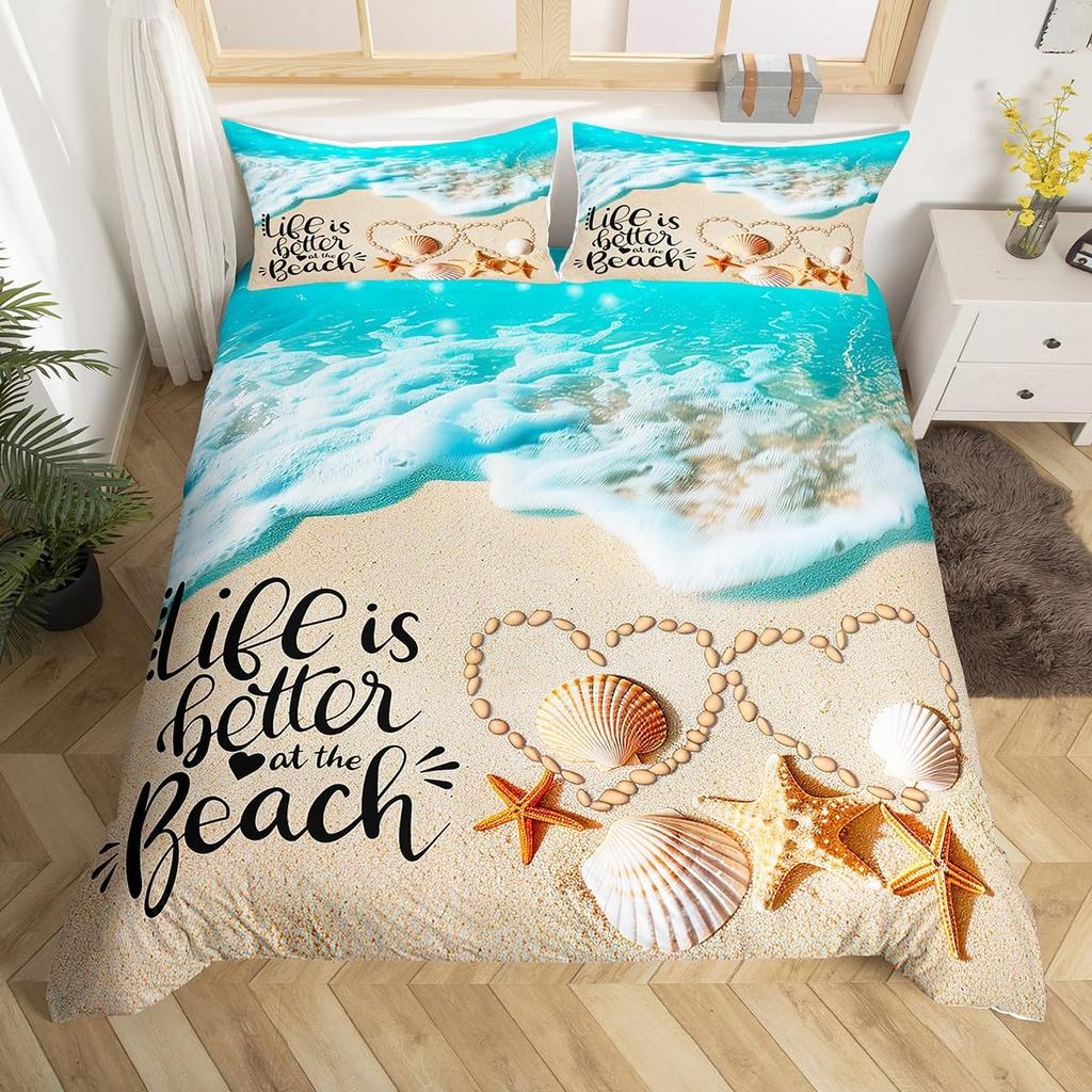 Seestern Bettwäsche-Sets für Jungen Mädchen Leichte Daunendecke Bezüge Schlafzimmer Dekor 2 Kissenbezüge 1 Bettbezug Ohne Bettdecke