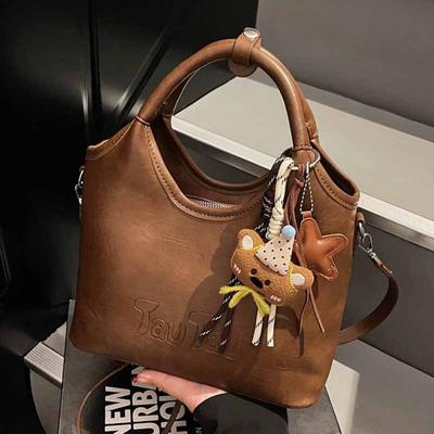 Vintage Große Kapazität Handgehaltene Eimer-Tragetasche für Damen, Neue Koreanische Version, Nischen-Pendler-Einkaufstasche mit Einzel-Schultergurt, Trend