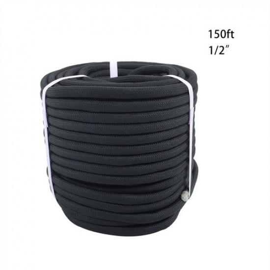 1/2  × 150 /200  48 Прядей Полиэстеровая Плетеная Арбористская Веревка Монтажная Веревка Буксировочная Веревка 150 Feet чёрный