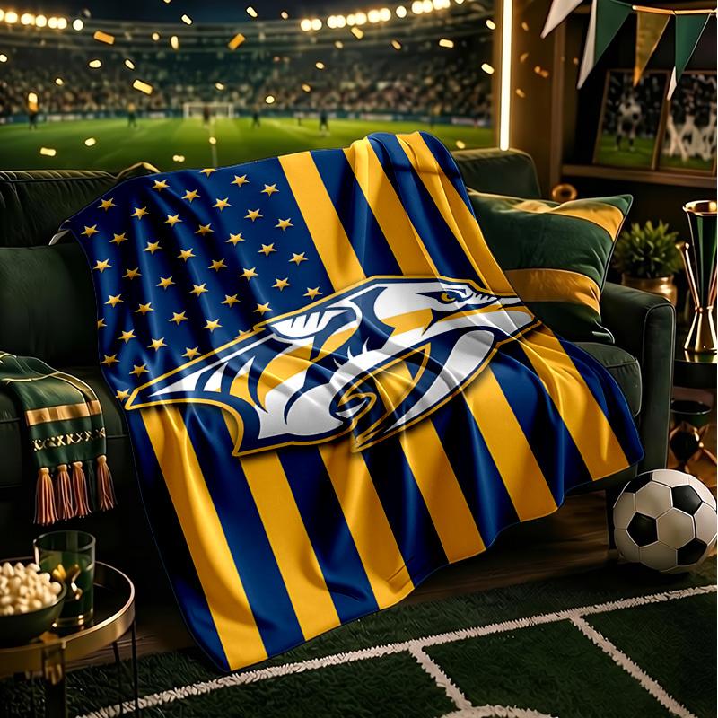 Nashville Hockey Team Throws Blanket Flannel Blankets Plush for Couch Bed Gifts for Men Women Travel picnic blanket Christmas fan gifts
