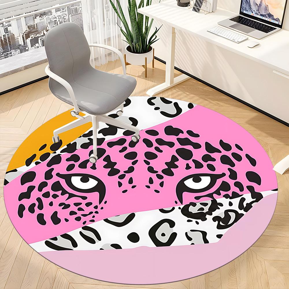 1pc Leopard Print Office Round Rug, Non-slip, Soft and Durable Office Rug for Interior Decoration, Perfect for Office, Beautiful Decoration yy26032306