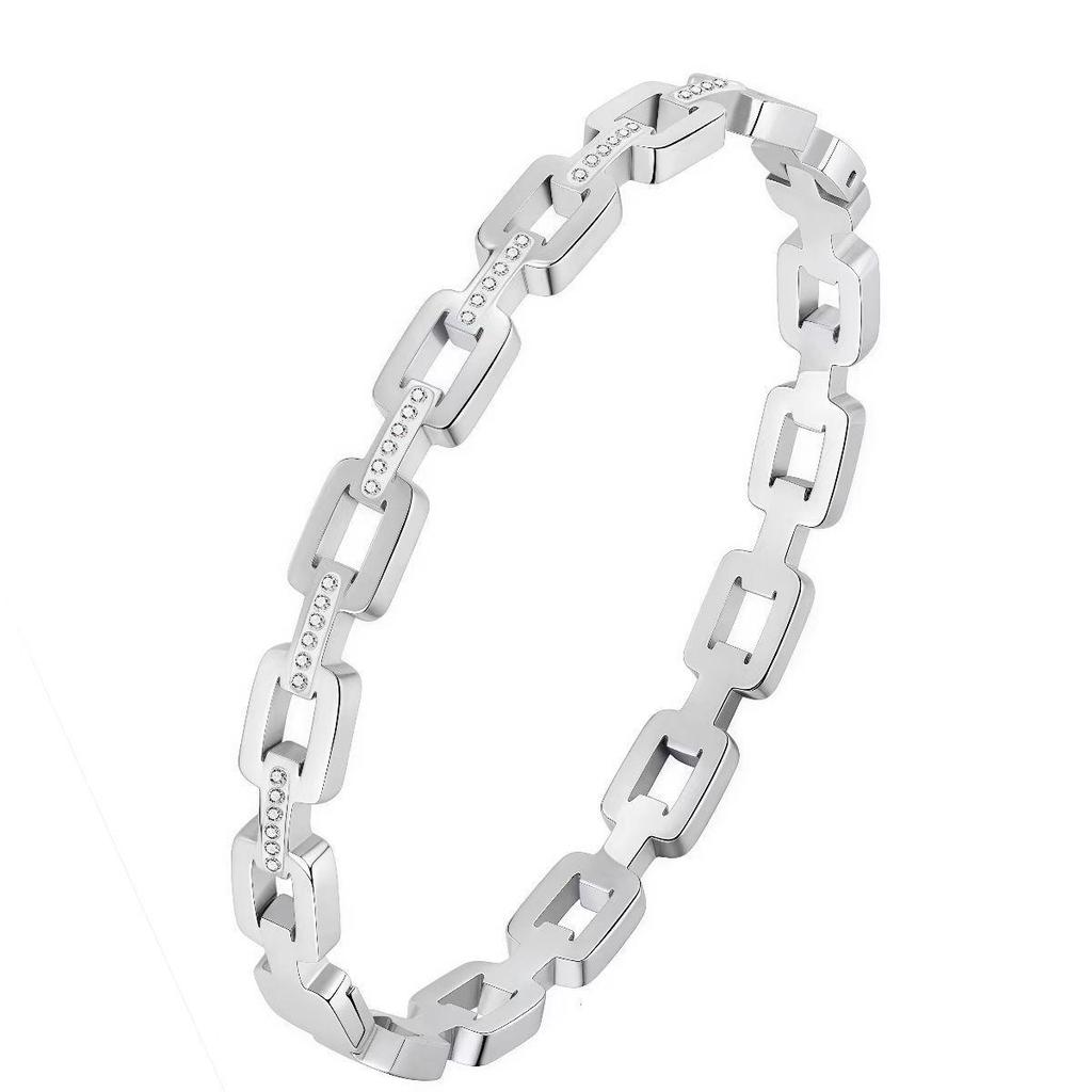 Bracelet de Luxe en Acier Inoxydable pour Femme: Titane Électroplaqué, Sertissage Diamants Complet, Style Européen-Américain