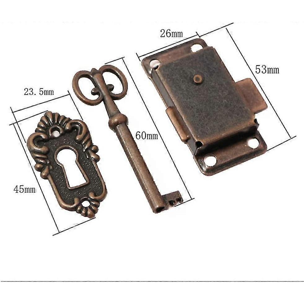 3 Pcs Cabinet Lock Antique Lock Decorative Furniture Lock With Key For Jewelry Box/wooden Box/drawer/cabinet/antique Boxbronze - DD