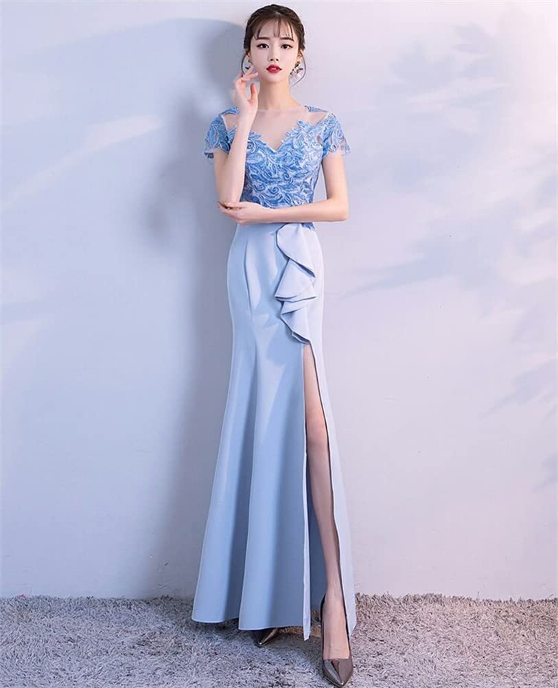 JINZUOMA Party Long Evening Mermaid Short Side Tight Perfect for and Parties Size Women's Dress, Dress, Dress, Formal, Elegant, Sleeves, Slit, Sexy,