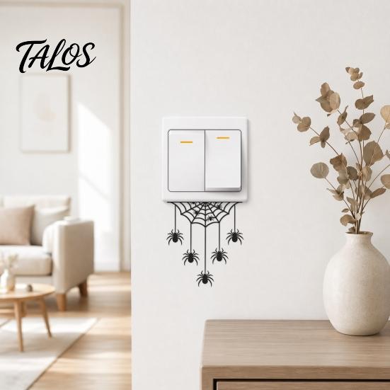 Talos Halloween Spider Web Light Switch Sticker, Upside Down Decal, Removable Decals, PVC Waterproof Wall Art for Home Bedroom Living Room Entrance