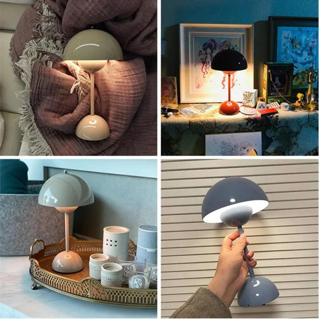 Neue wiederaufladbare LED-Pilz-Blütenknospen-Tischlampe Touch-Nachtlicht Dimmbar für Schlafzimmer Nachttisch Restaurant Cafe Decor Lightin