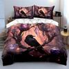 "Raven Crystal Artwork Trio Decor" Bedding Set with 1 Duvet Cover 2 Pillowcases Single Double King Queen, Gift