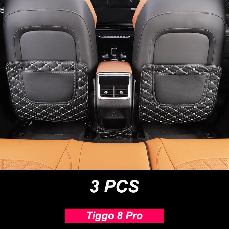 For Chery Tiggo 8 Pro 2022 Leather Anti-Child-Kick Pad Car Waterproof Seat Back Protector Cover Mud Storage Bag