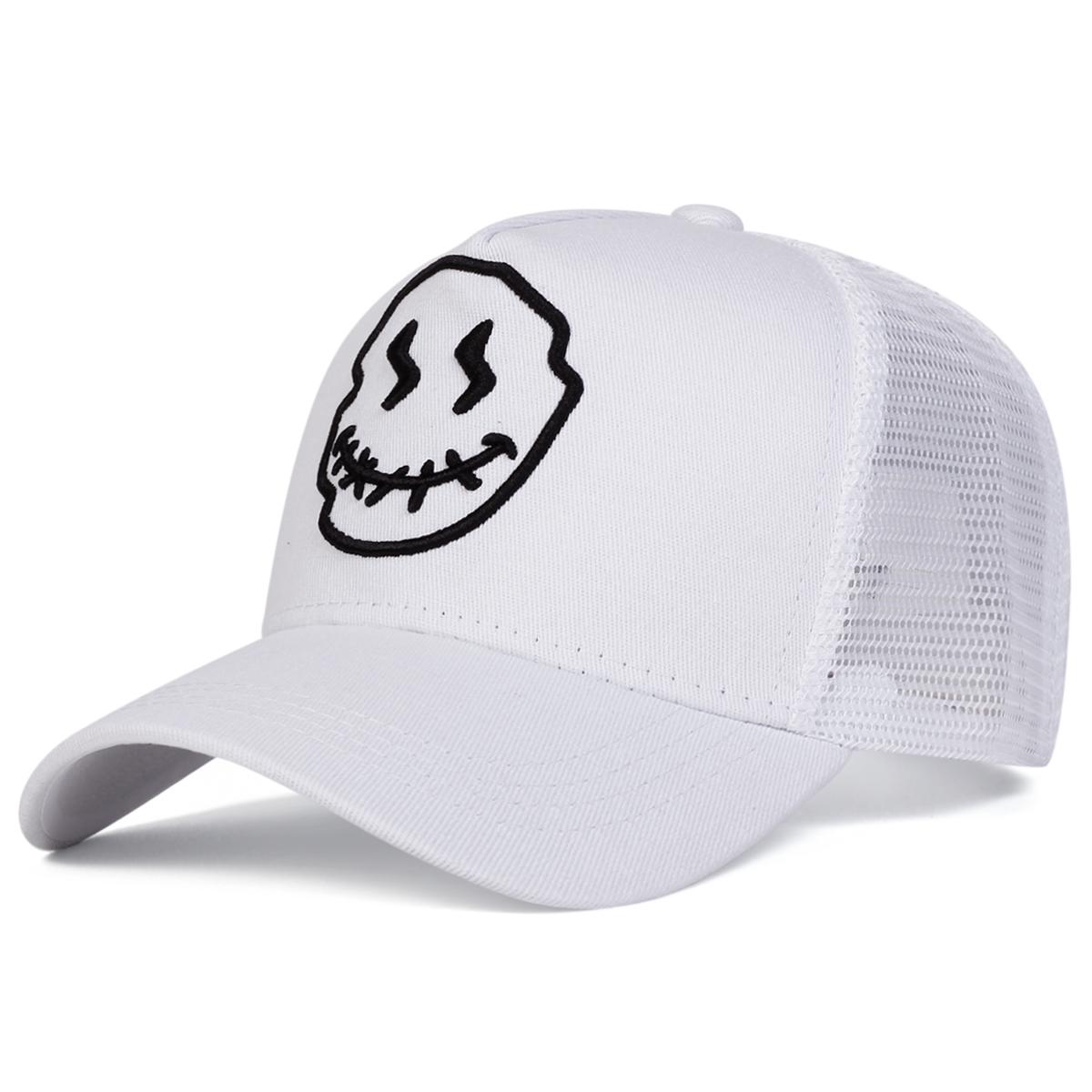 

Unisex Smiling Face Embroidery Baseball Net Caps Spring and Summer Outdoor Adjustable Casual Hats Sunscreen Hat белый