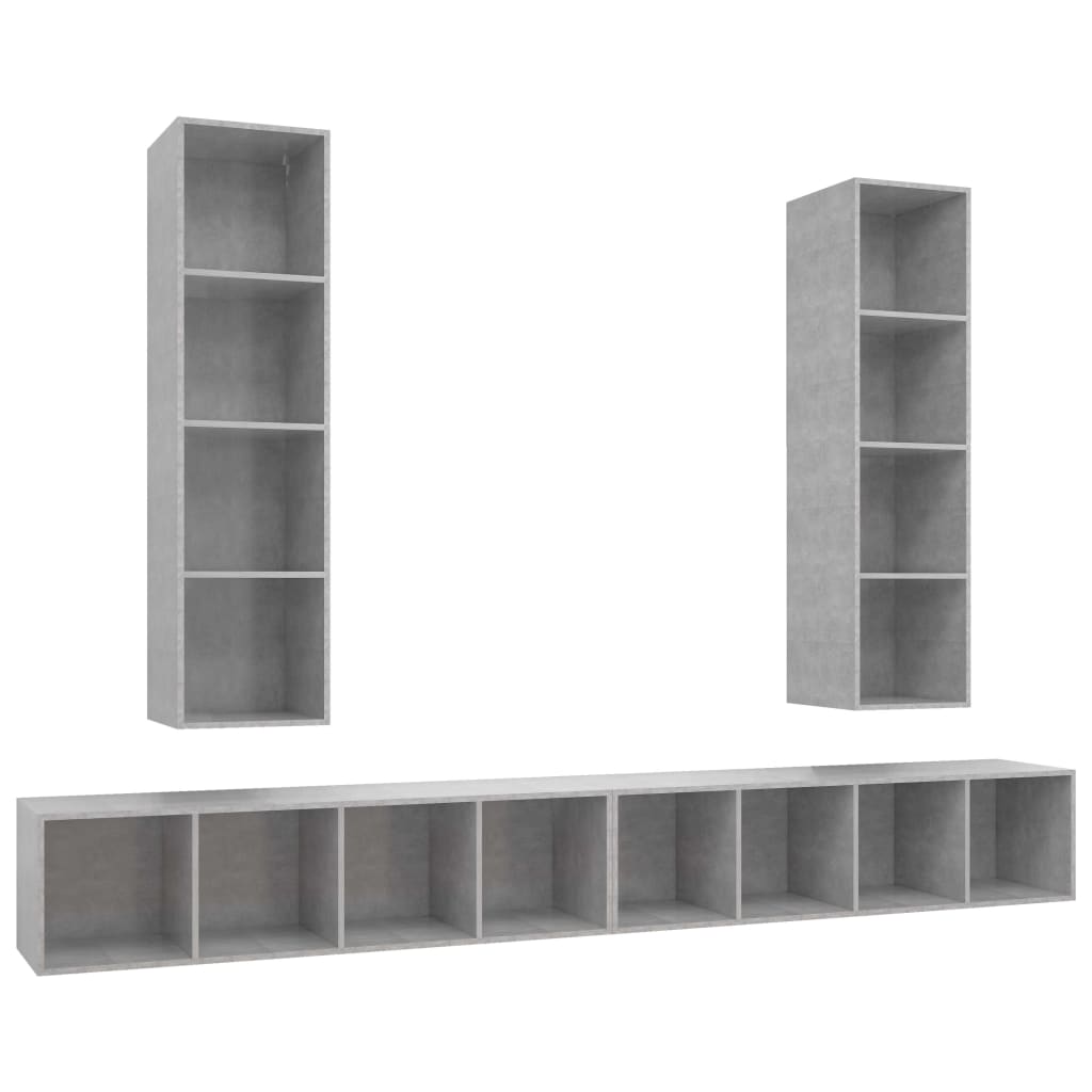 TV Wall Cabinets Set 4 pcs Concrete Grey Particleboard