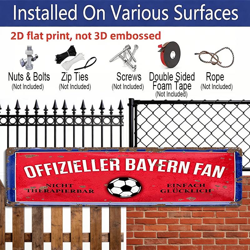 2D Flat, Bavaria Ventilator Decorative Metal Sign - 4.0x16.0inch Retro Football & Beer Design, Alumium Decorative Sign, Vintage Wall Art for Sports
