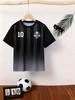 Abbigliamento per Bambini Maglia da Calcio T-shirt a Manica Corta Strisce Sfumate Vestiti per Ragazzi e Ragazze 2-14 Anni Estate Casual Maglia Numero 10
