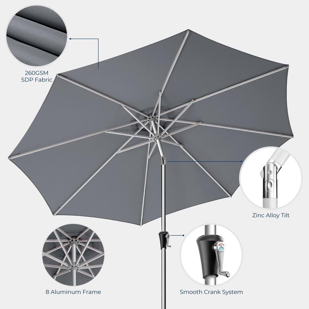 Patio Umbrella SY10 UPF50+ 800H 9ft Fade Resistant 8 Umbrella Frame