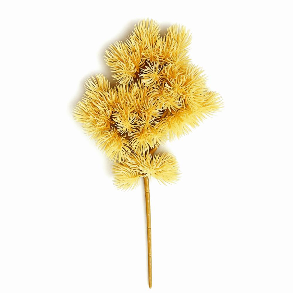 Green Leaves Artificial Pine Branch Handmade Craft Realistic Design Fake Pine Leaves Plastic Material Green Color