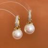 Zircon Pearl Round Ear Cuffs: Elegant Gold-Plated Light Luxury Earrings
