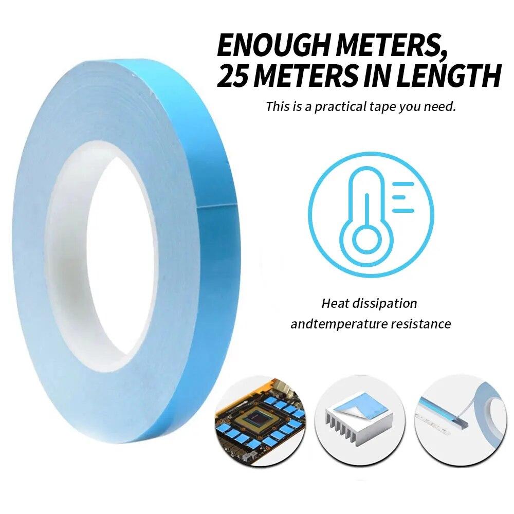 25mThermal Insulation Tape, Insulation Heat Dissipation Tape, Double-sided Thermal Interface Tape for Chip, LED Strip, Heat Sink