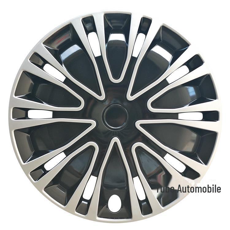 

Кожух ступиці автомобільного колеса зі сталевим кільцем і пластиковою декоративною кришкою різних розмірів 12-17 дюймів. 16-inch AK model чорний/срібний