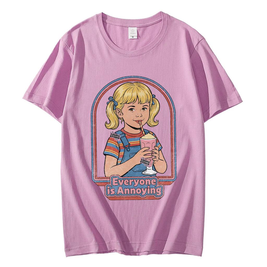 Everyone Is Annoying Funny Meme T Shirt High Street Fashion Trend Short Sleeve Tshirt Unisex Women Harajuku Y2k Oversized Tshirts