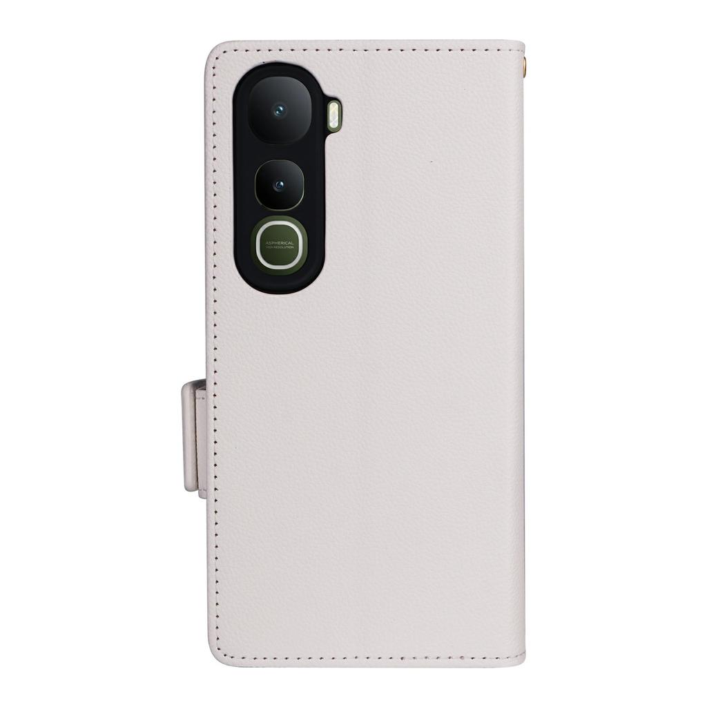 For Vivo Y400 4G/Y400 5G Case with Wrist Strap Litchi Texture PU Leather Wallet Phone Cover