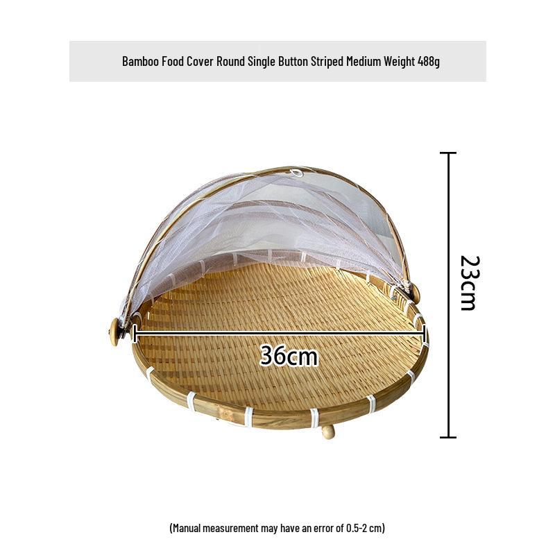 Bamboo Weaving Steamed Bun Drying Basket with Mosquito-Proof Cover