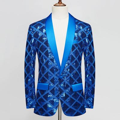 Férfi négyszögletes flitteres öltöny dzseki fényes blézer