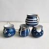 4-Pot Bright Pastel Ceramic Hanging Flower Planter Set (Blue)