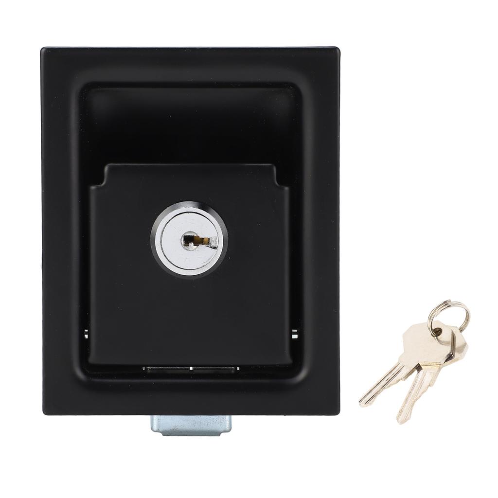Tool Box Latch with 2 Keys Carbon Steel 3.3x2.7in Flush Mount RV Toolbox Handle Lock for Caravan Tru