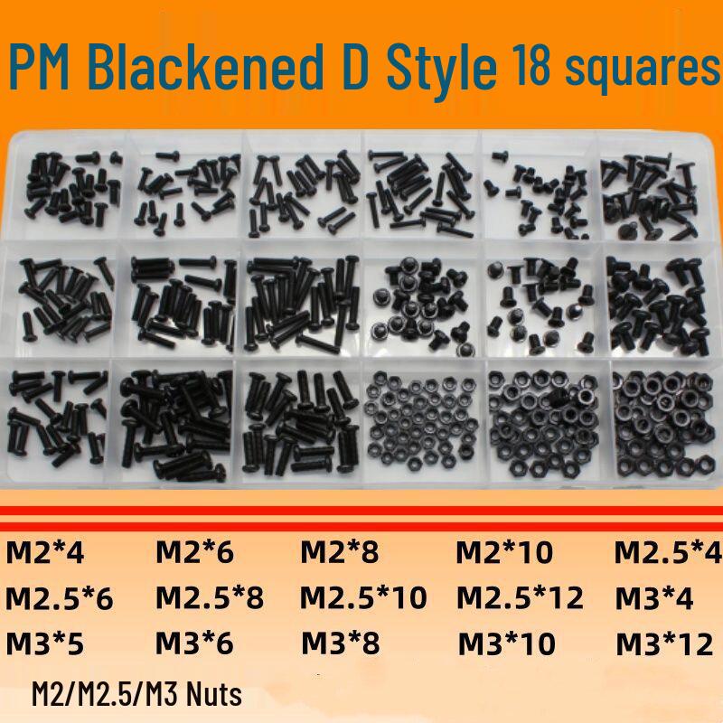 Black Round Head Phillips Screw Nut Set - PM Pan Head Machine Screws for Electronics & Computer Repair