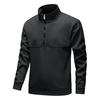 Men's Solid Color Half Zip Stand Up Collar Pullover Long Sleeved Casual Sports Slim Fit Top