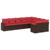 VidaXL Salon de Jardin avec Coussins 9 pcs, Canapés de Patio, Ensemble de Meubles, Mobilier de Terrasse Exterieur, Marron 3219434