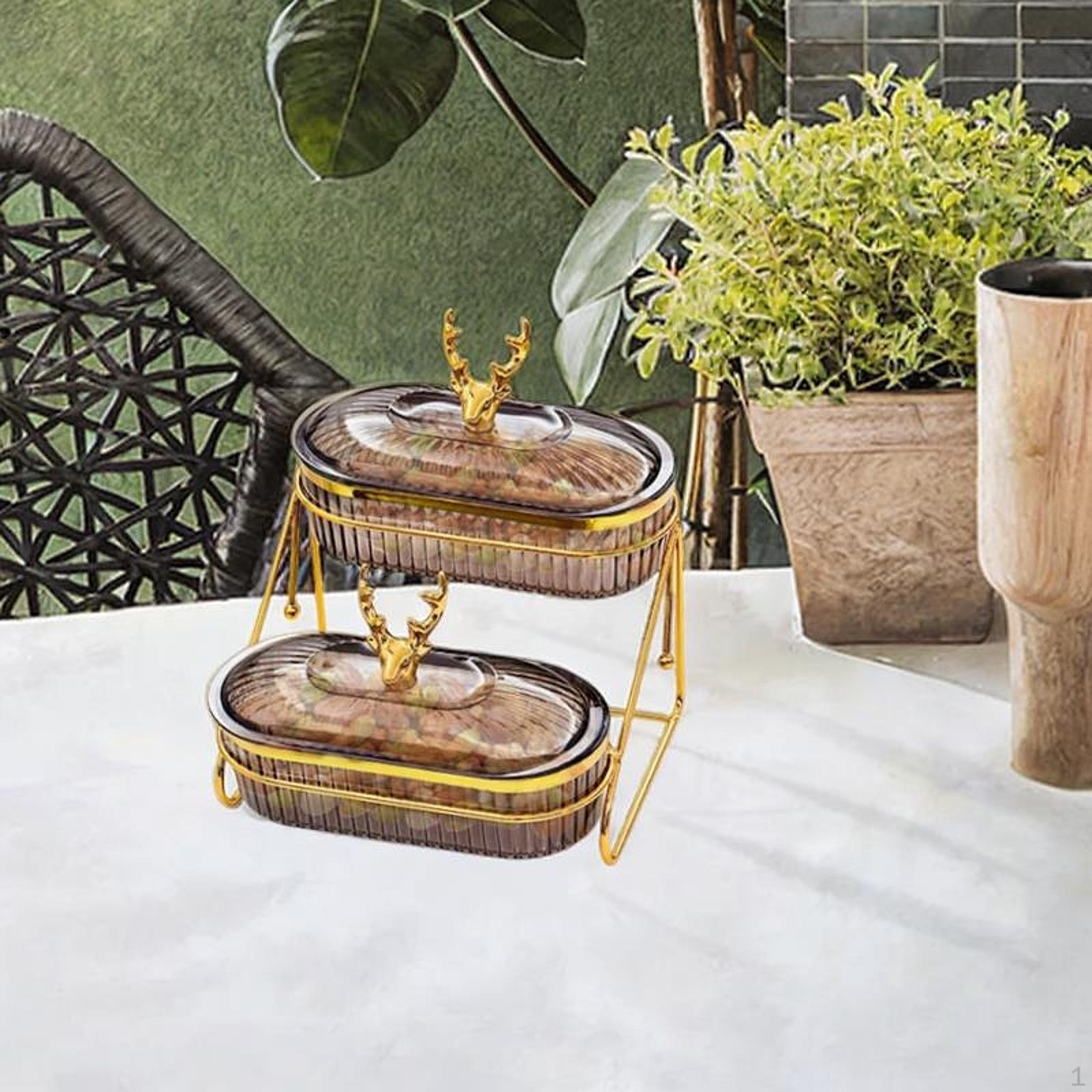 

Сушена Фруктова Тарілка Тарілка для Закусок Домашня Декоративна з Кришкою Ярусна Підставка Піднос для Подачі для Цукерок 2 layer сірий